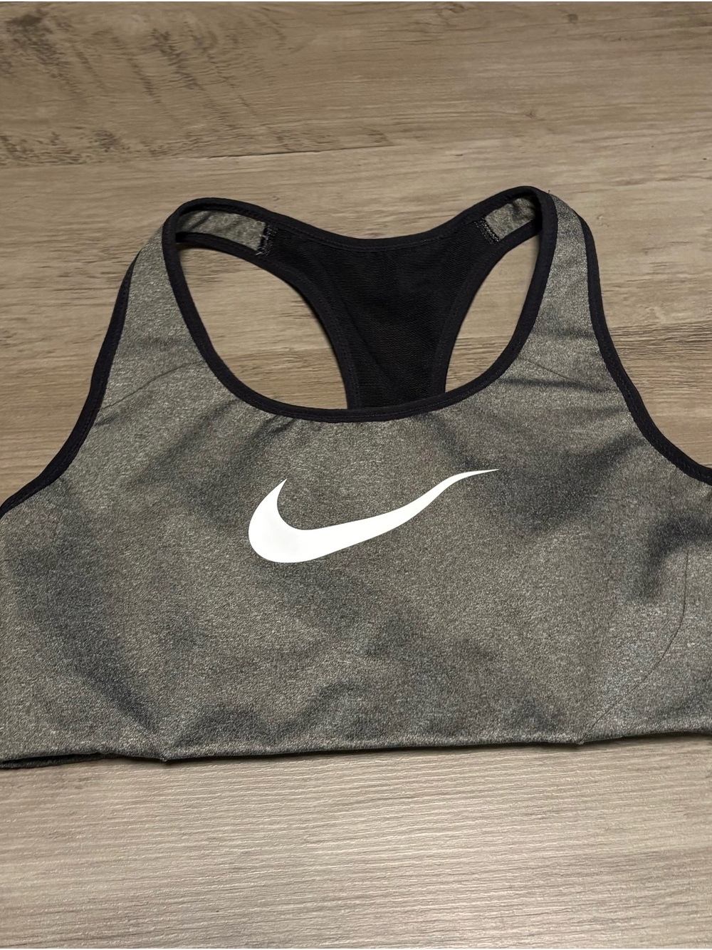 Nike Gray Racerback Sports Bra with White Swoosh size small